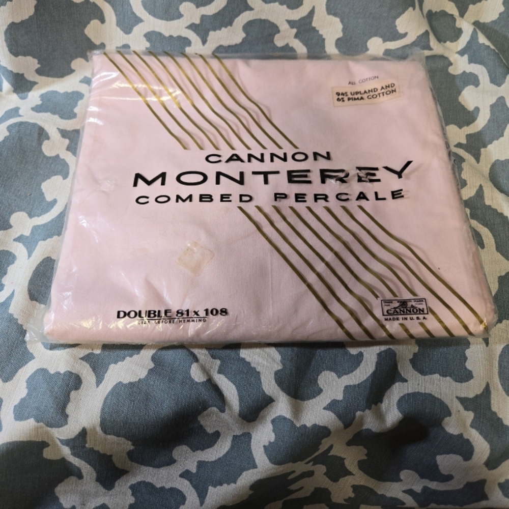 Vintage  Cannon Monterey Double Bed Flat Sheet 81 X 108 Combed Percale USA